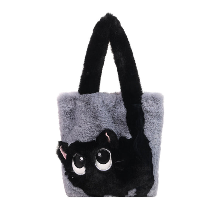 Plush shoulder bag with cat motif Bowlift