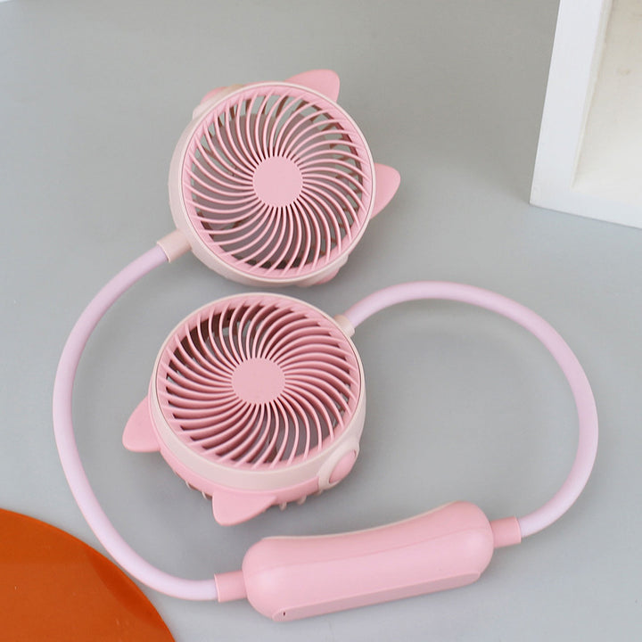 Women's Wearable Neck Fan with Dual Rotating Blades Bowlift