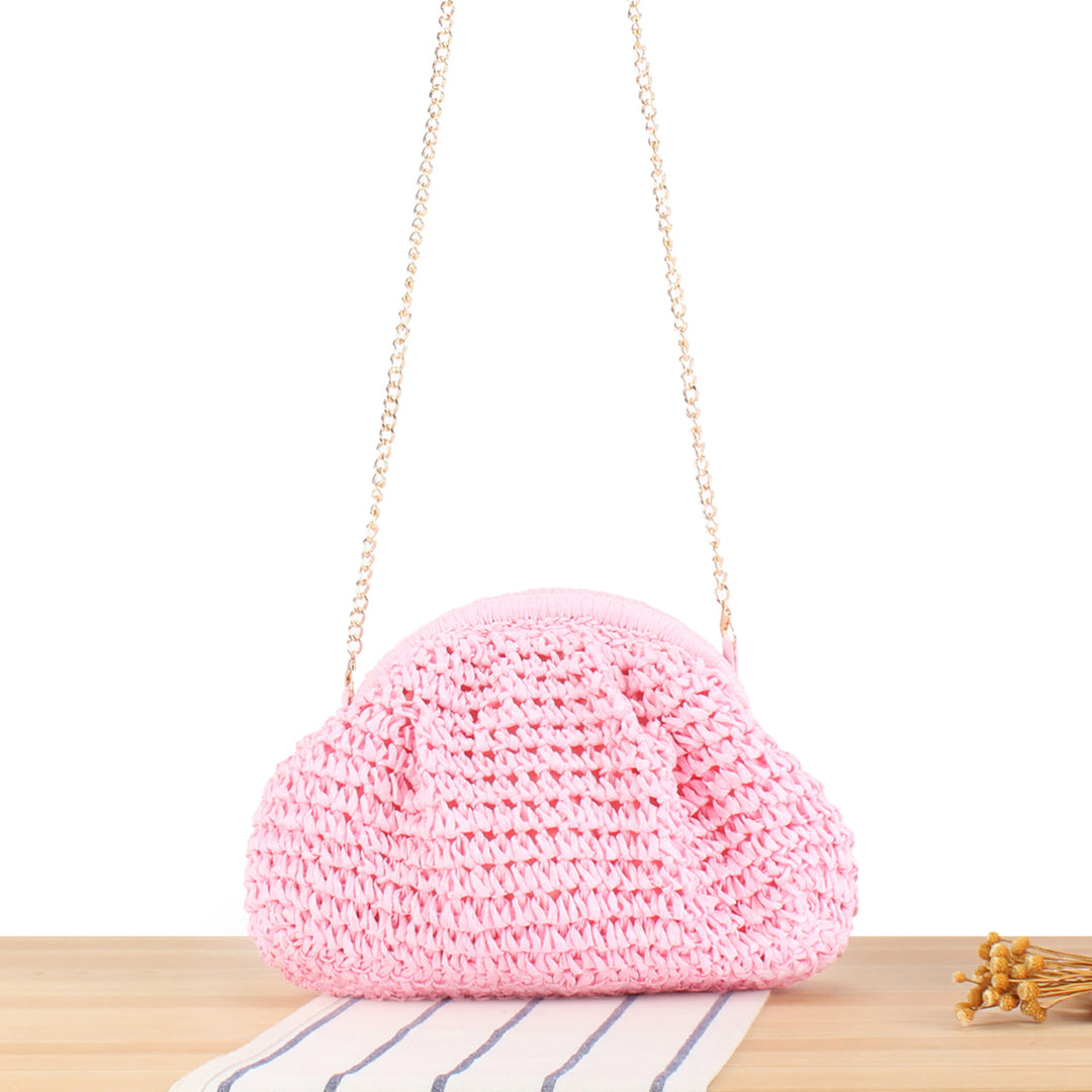 Handbag Made of High-Quality Natural Material with Silver Chain Strap Bowlift