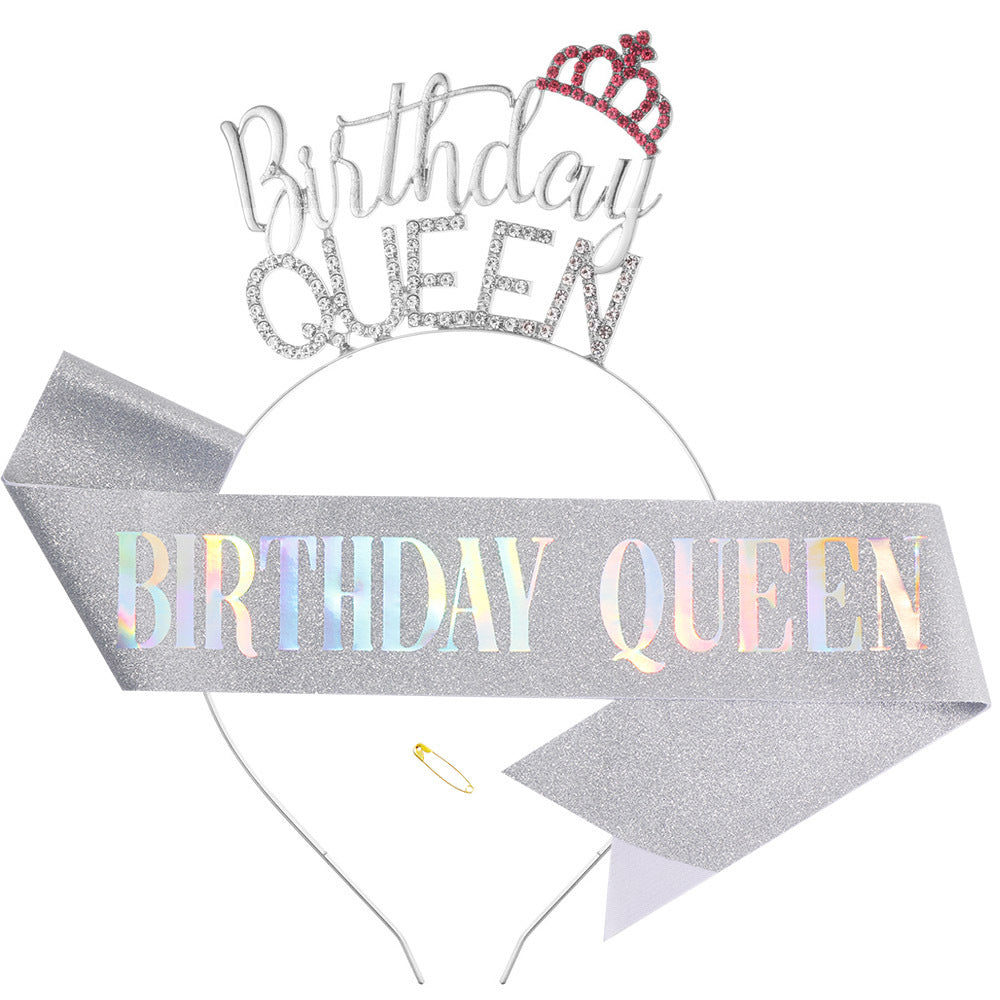 Ladies Glitter Headband with "Birthday Queen" lettering Bowlift