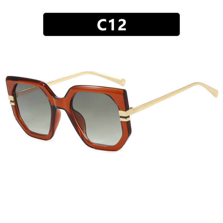 Women's geometric sunglasses with luxurious gold frame and polarized lenses Bowlift