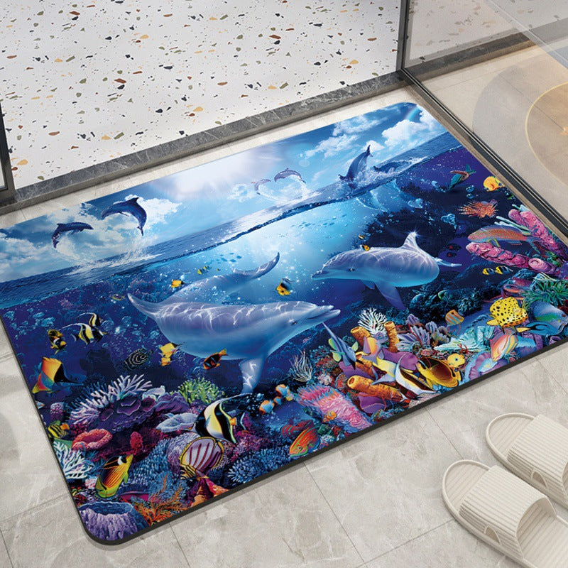 Coastal Ocean-Themed Decorative Floor Mat
