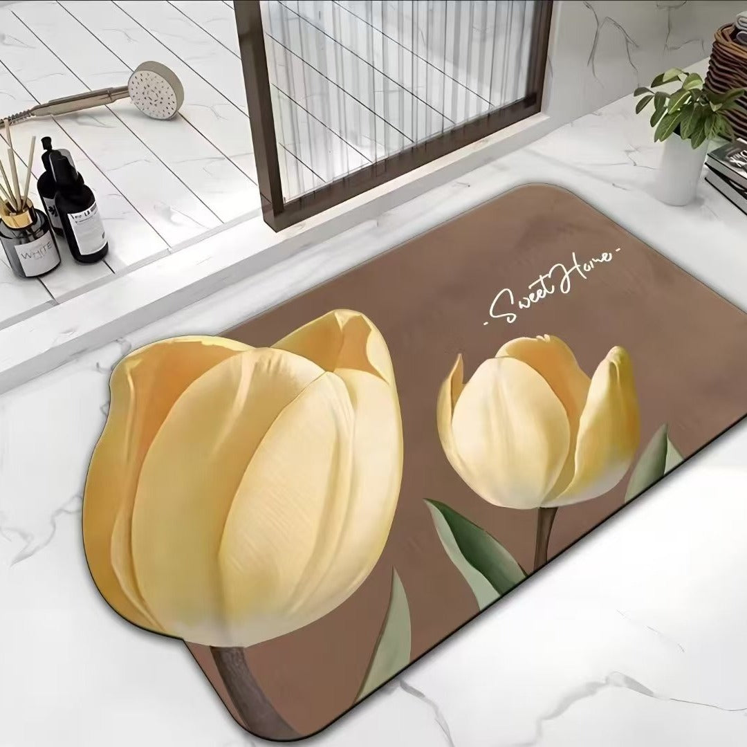 Floral Print Bath Mat Bowlift