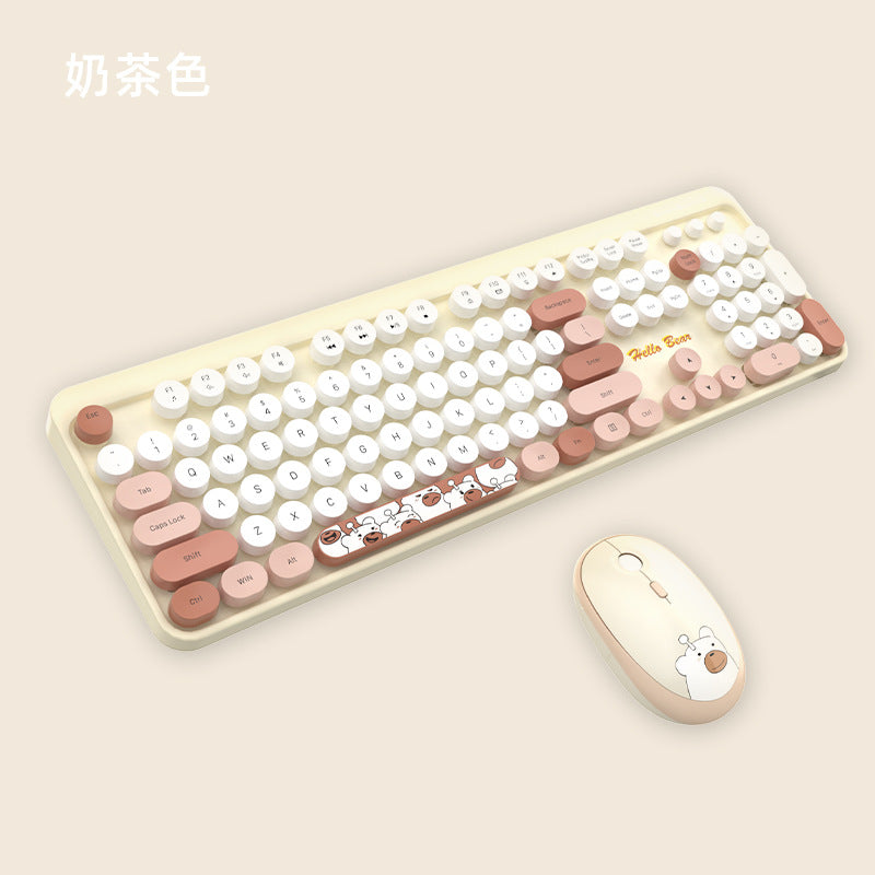 Cute Themed Wireless Keyboard and Mouse Set Bowlift