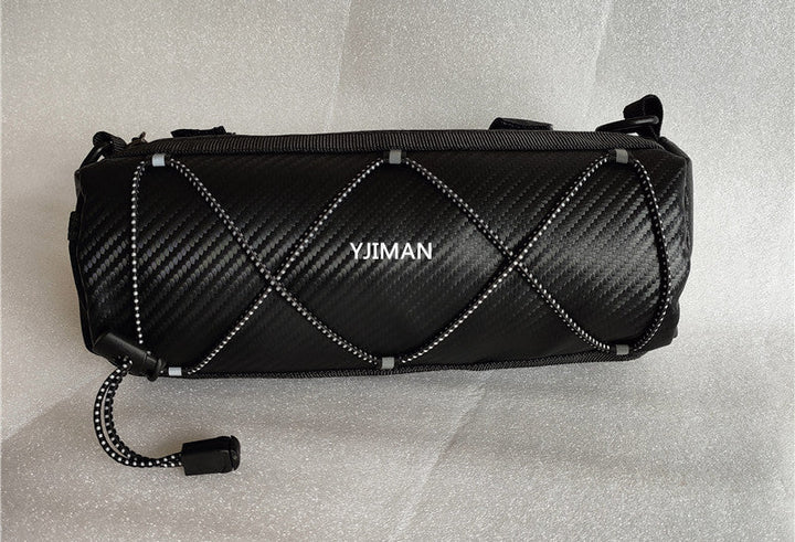 compact medium tubular bicycle handlebar storage bag with reflective bungee and Velcro attachment Bowlift