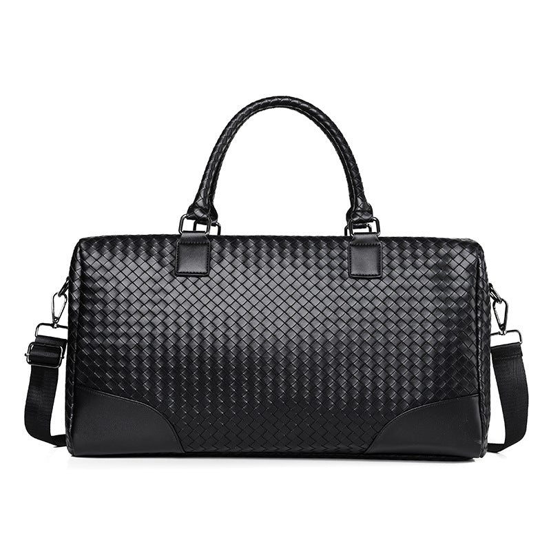 Woven Leather Weekender Duffel Bag Bowlift