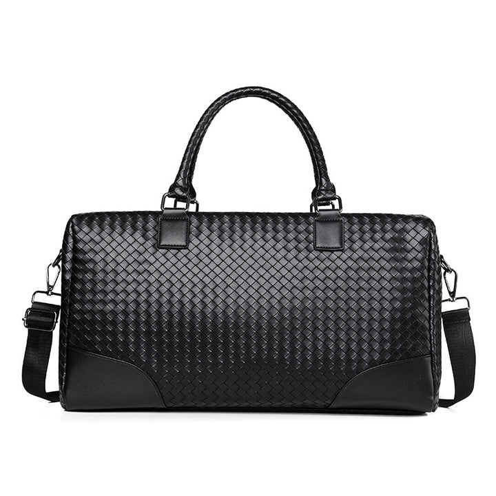 Woven Leather Weekender Duffel Bag Bowlift