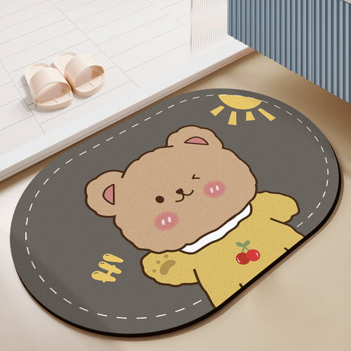 Cute Cartoon Bear-Themed Bath Mat