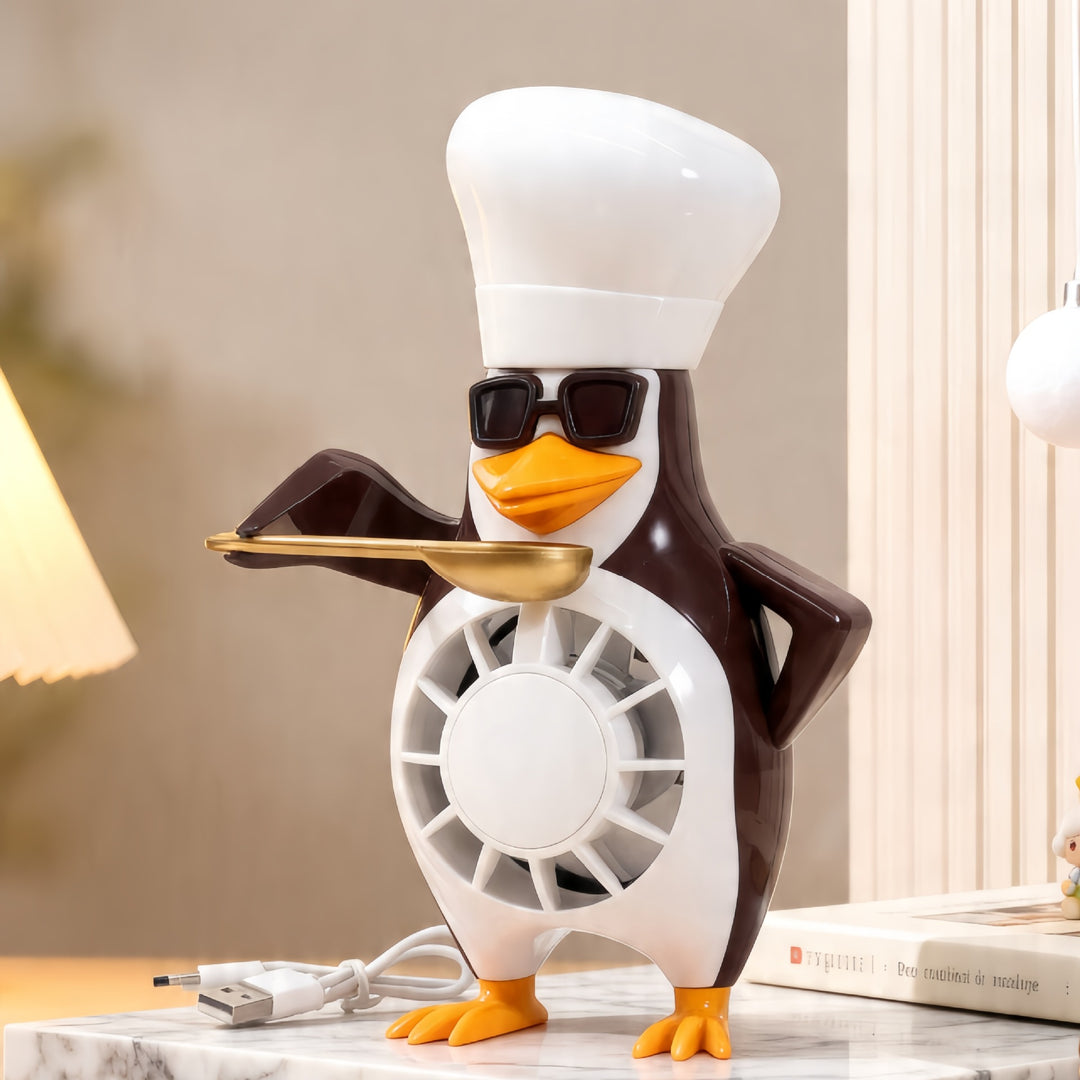 Women's table fan in funny penguin design Bowlift