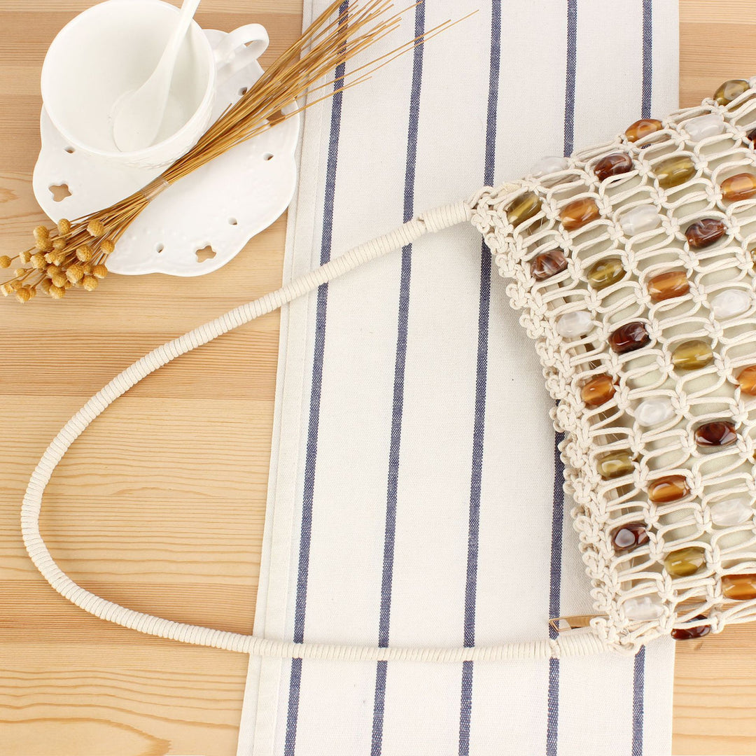Handbag with Colorful Bead Pattern Bowlift