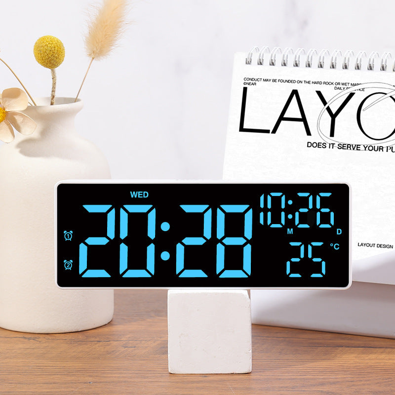 Large LED Digital Wall Clock with Dual-Alarms Date and Temperature Display Bowlift