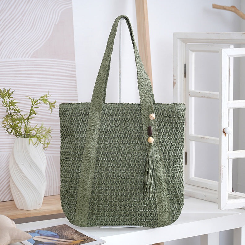 Spacious Braided Tote Bag Bowlift