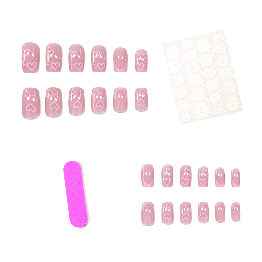 Romantic Heart-Pattern Nail Art Extensions Bowlift