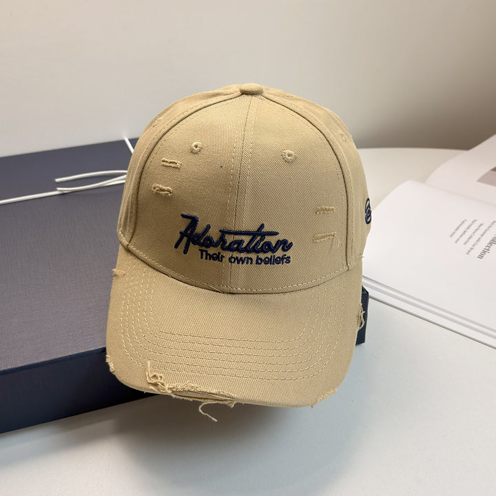Women's Distressed Embroidered Baseball Cap Bowlift