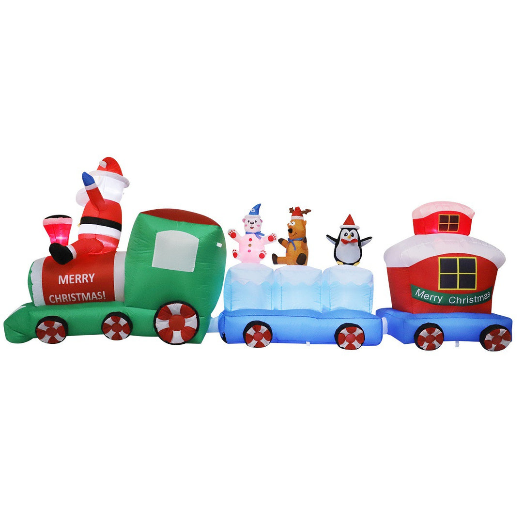 Inflatable Led Yard Santa Riding Polar Bear Outdoor Christmas Decoration With Internal Fan And Anchor Stakes