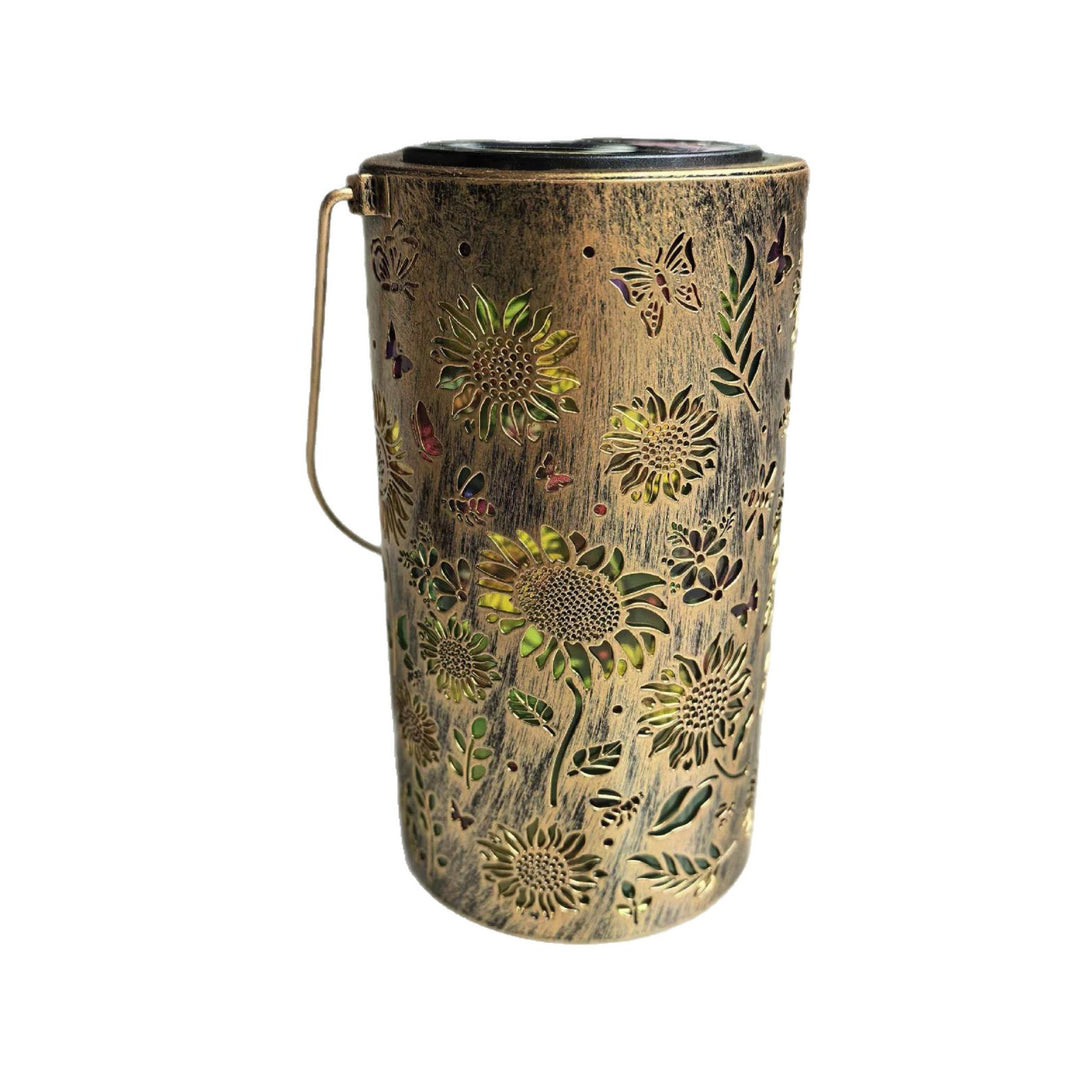Decorative Solar Garden Stake Lantern With Sunflower Projection Bowlift