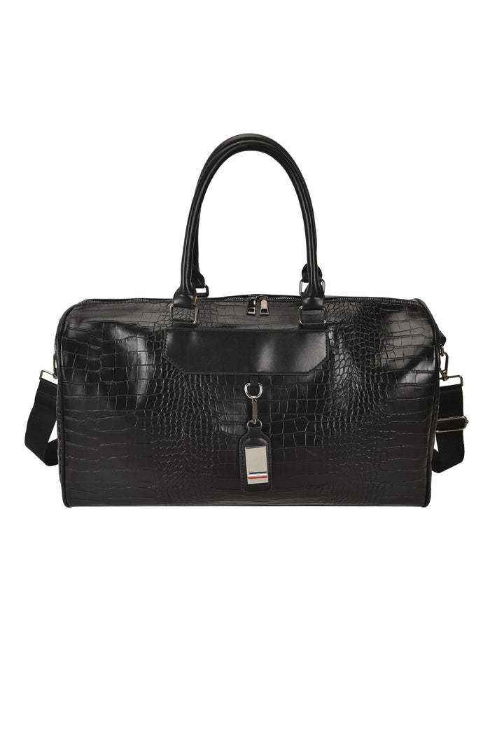 Crocodile-Texture Travel Duffle Bag Bowlift