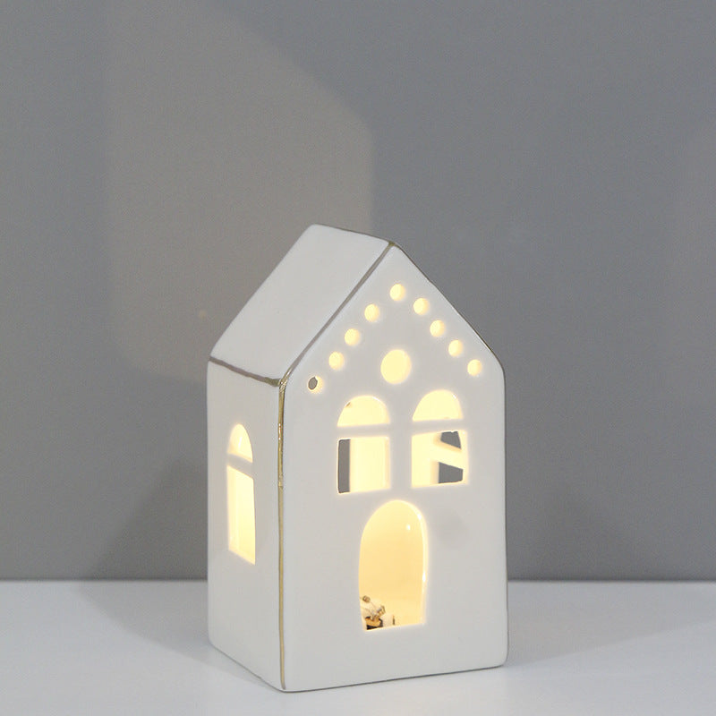 Decorative Ceramic House Lantern Bowlift