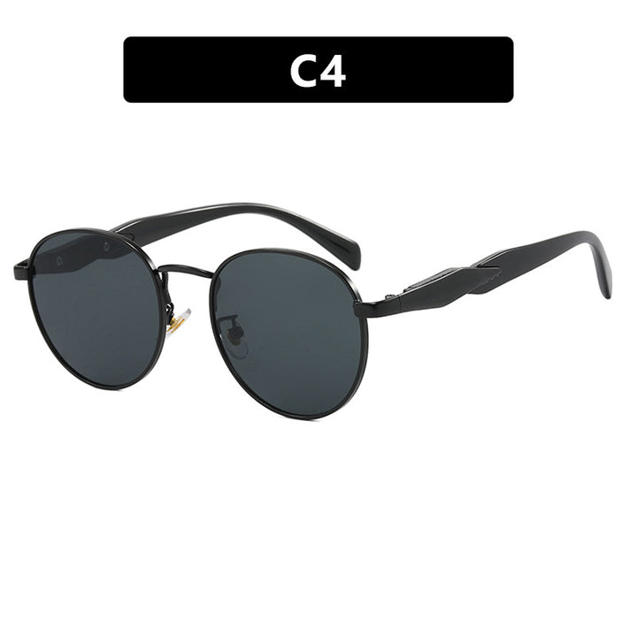 Women's round sunglasses with elegant golden frame and UV protection Bowlift