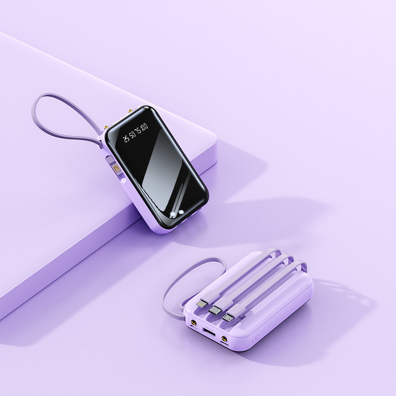 Portable power bank with integrated cable management and digital charge level display Bowlift