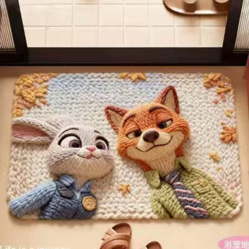 Playful Animal-Themed Decorative Bath Mat Bowlift