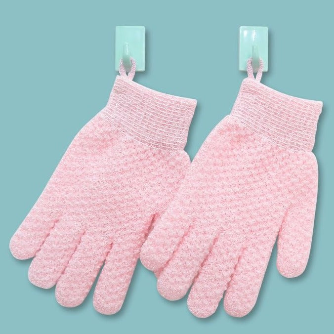 Exfoliating Shower Gloves with Soft Textured Scrub Fabric and Stretchy Elastic Cuff Bowlift