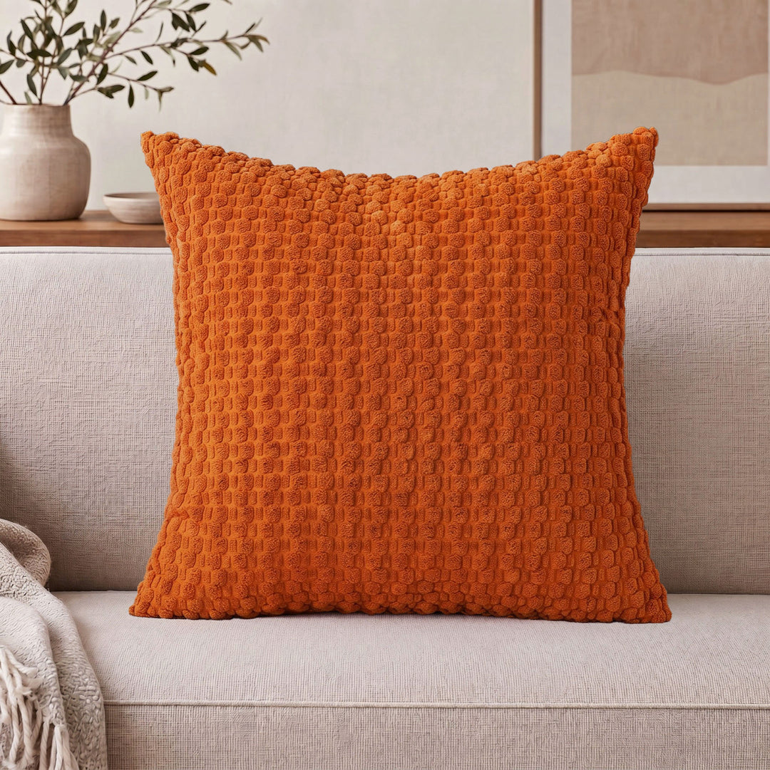 Textured chenille waffle throw pillow with plush insert Bowlift