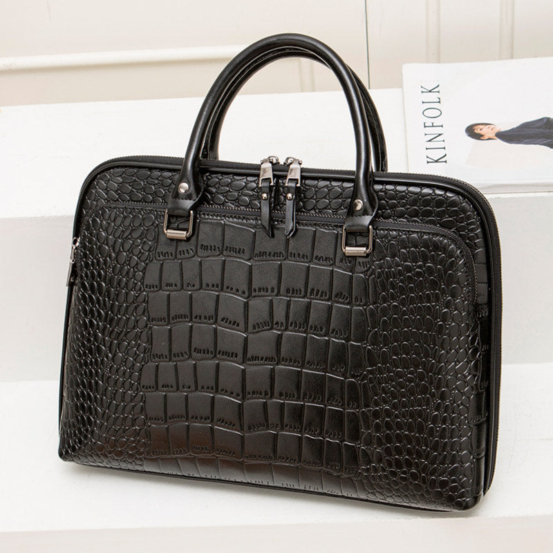 Elegant Laptop Briefcase in Crocodile Look Bowlift