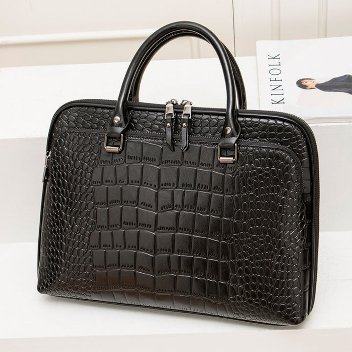 Elegant Laptop Briefcase in Crocodile Look Bowlift
