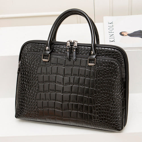 Elegant Laptop Briefcase in Crocodile Look Bowlift