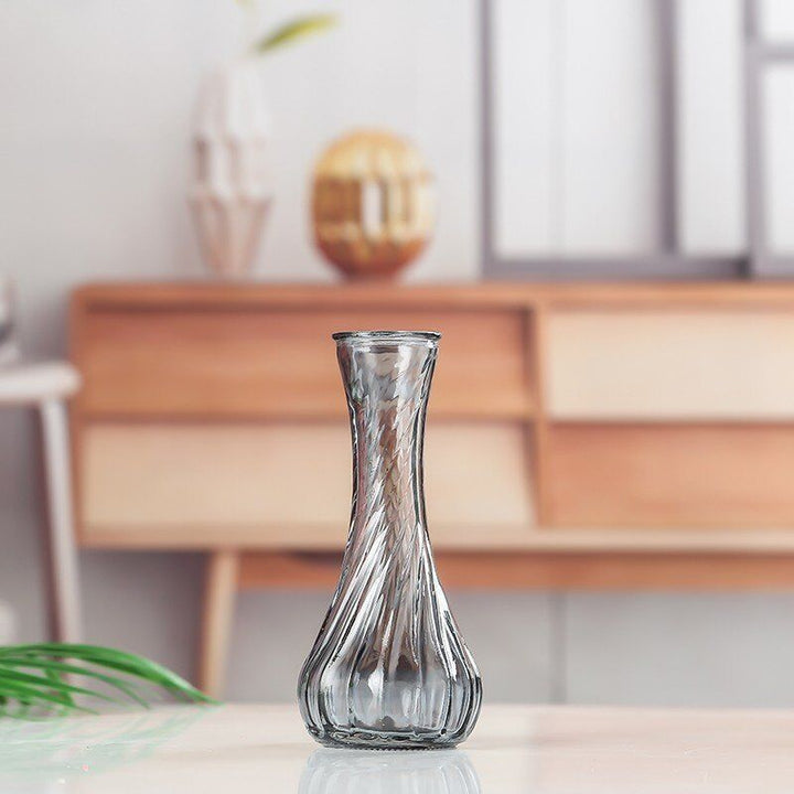Handblown glass bud vase with fluted neck and weighted base Bowlift