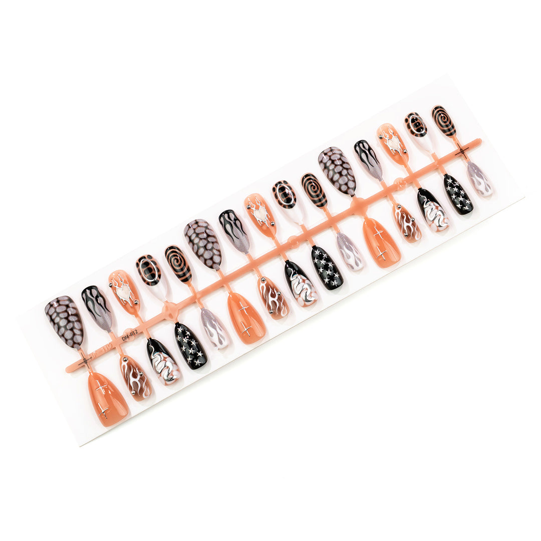 Edgy Artistic Press-On Nail Art Set Bowlift