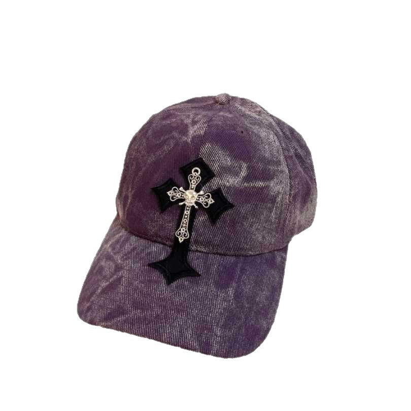 Men's Velvet Embroidered Cross Baseball Cap Bowlift