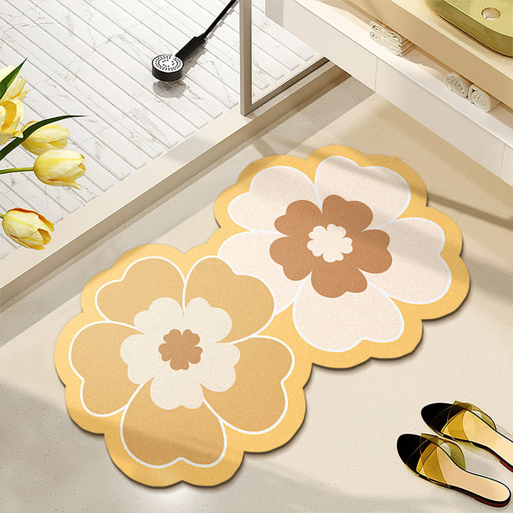 Floral Pattern Water-Absorbent Bath Mat