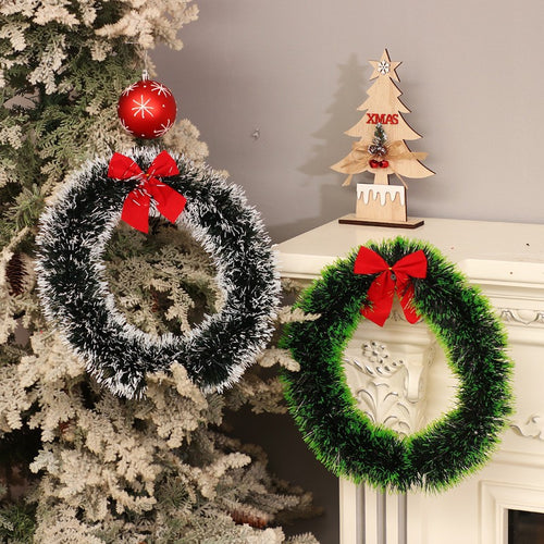 Festive Christmas wreath with ribbon