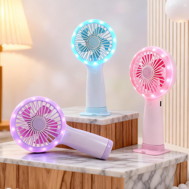 Portable hand fan with LED lighting Bowlift