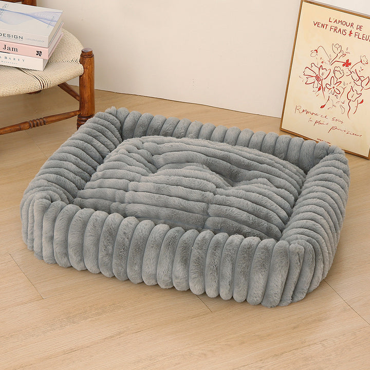 Women Plush Pet Bed with High Edge Bowlift