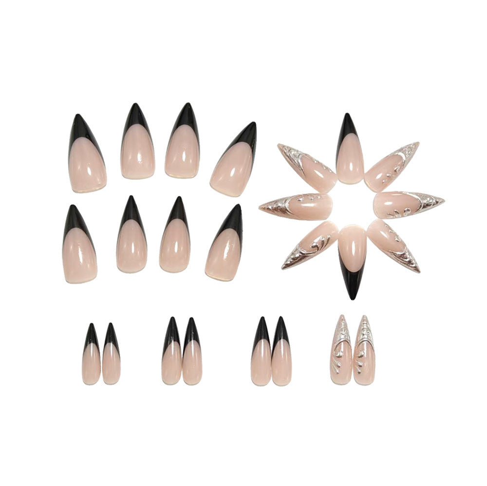 Elegant artificial nails with metallic accents Bowlift