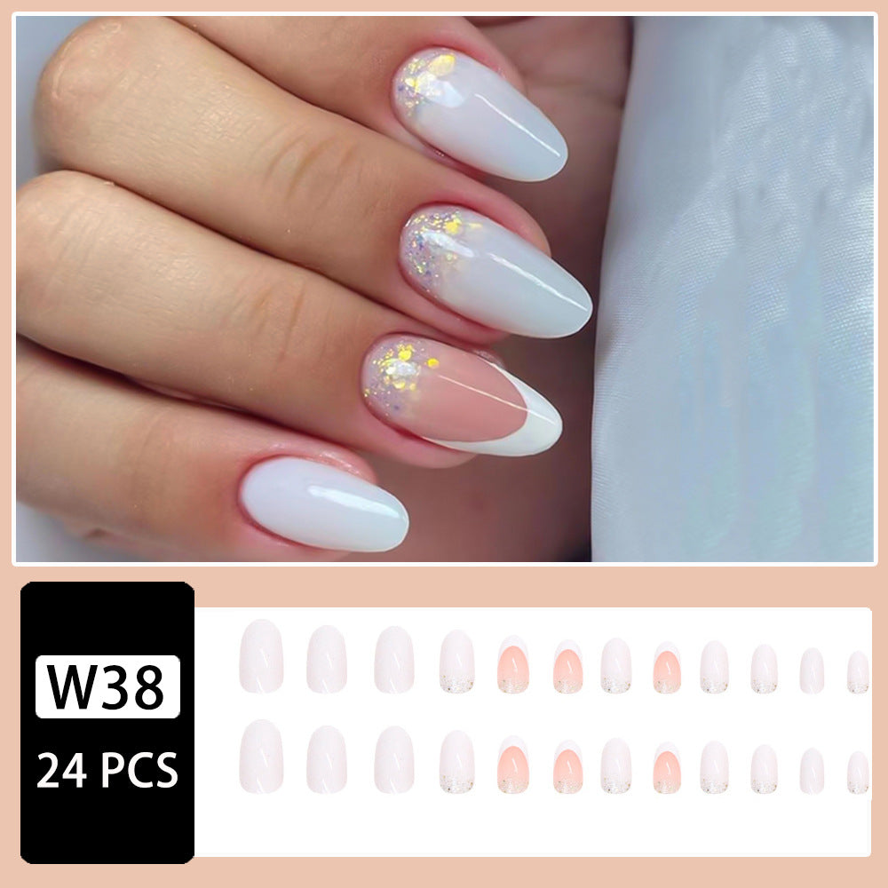 Artificial Nail Set with Glamorous Marbled Design Bowlift