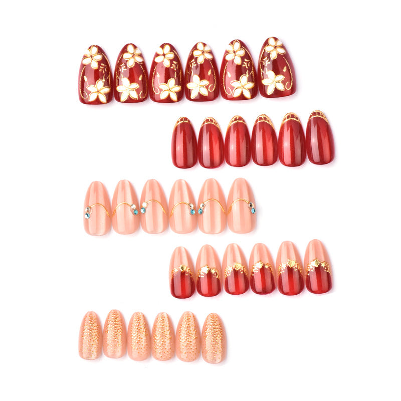 Decorative Floral Design Press-On Nails Bowlift
