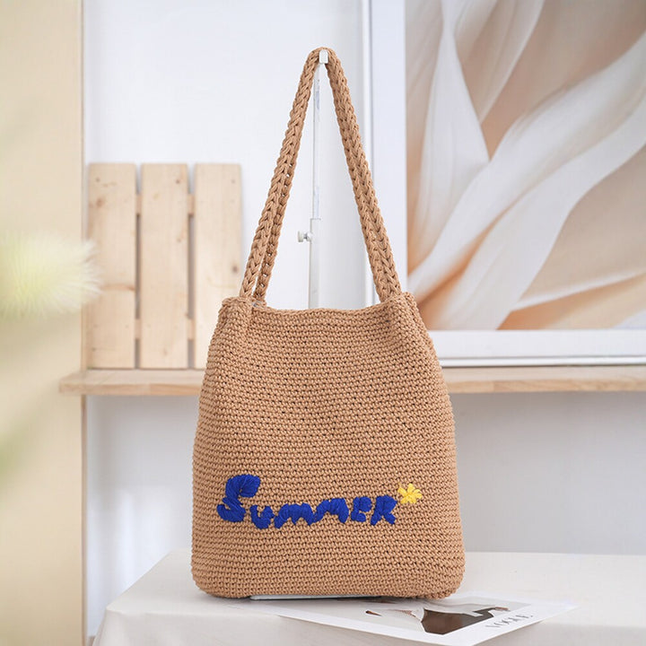 Handcrafted straw bag with summer motif Bowlift
