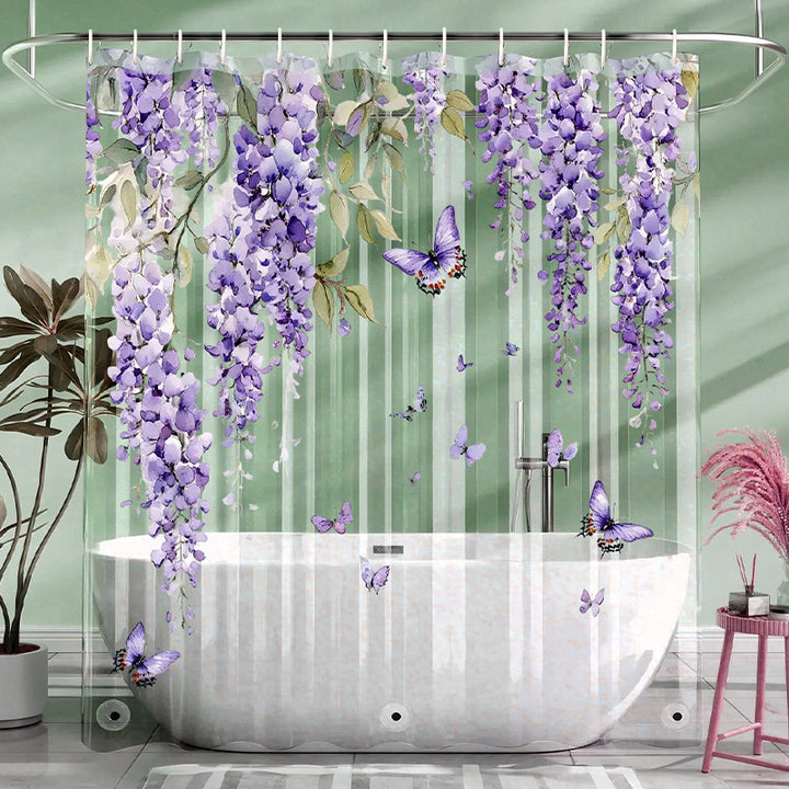 Floral Wisteria Shower Curtain Bowlift