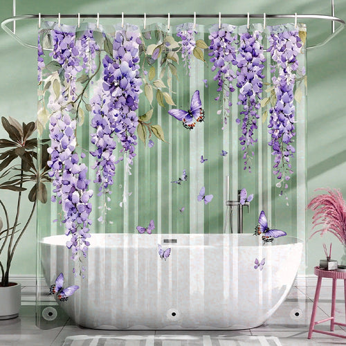 Floral Wisteria Shower Curtain Bowlift