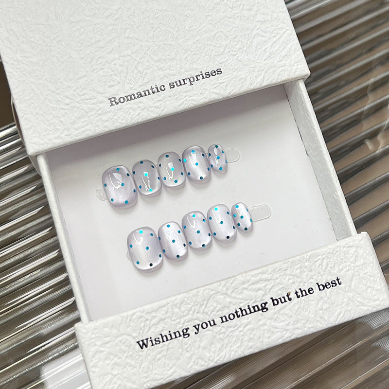 Decorative Press-On Nail Set with Romantic Accents