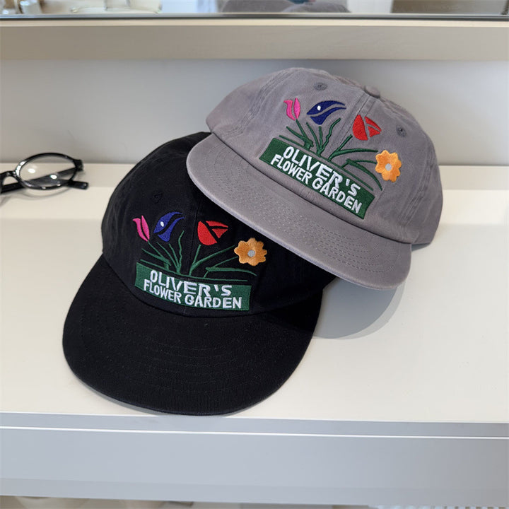 Men's Embroidered Floral Cap Bowlift