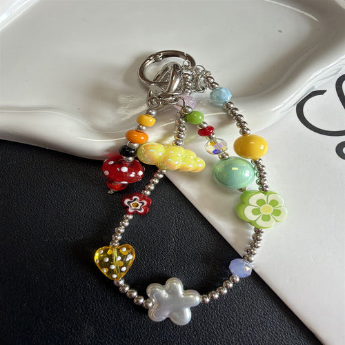 Colorful Beaded Charm Keychain Holder Bowlift