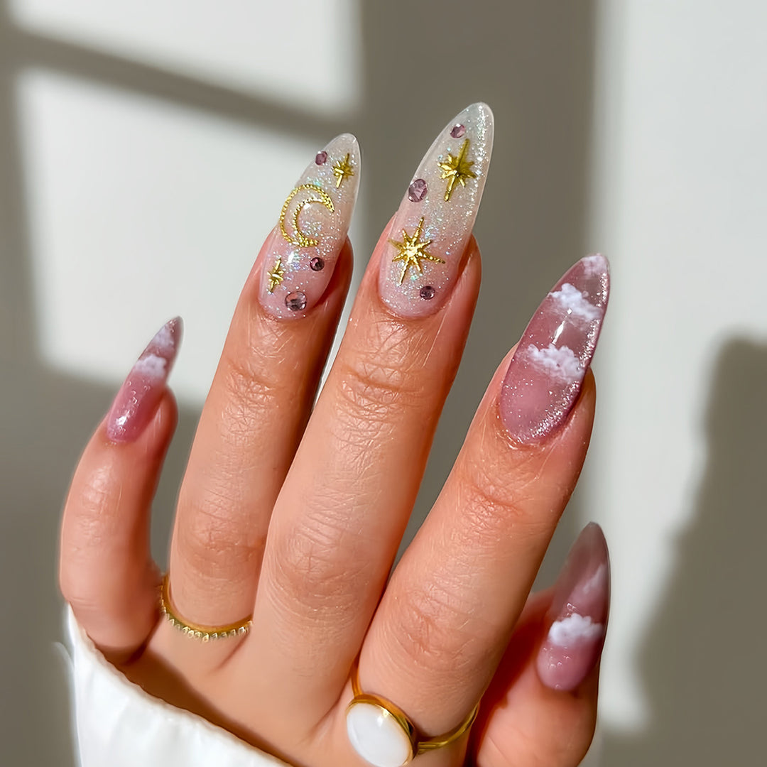 Celestial Themed Press-On Nail Art Bowlift