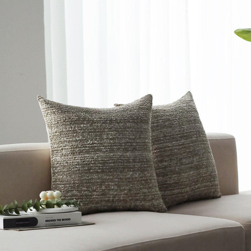 Square decorative cushion cover made of felted bouclé with fine linear texture Bowlift
