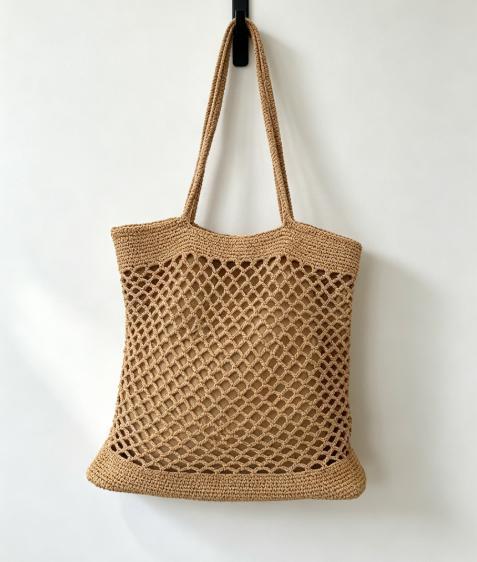 Macrame Tote Bag with Modern Mesh Design Bowlift