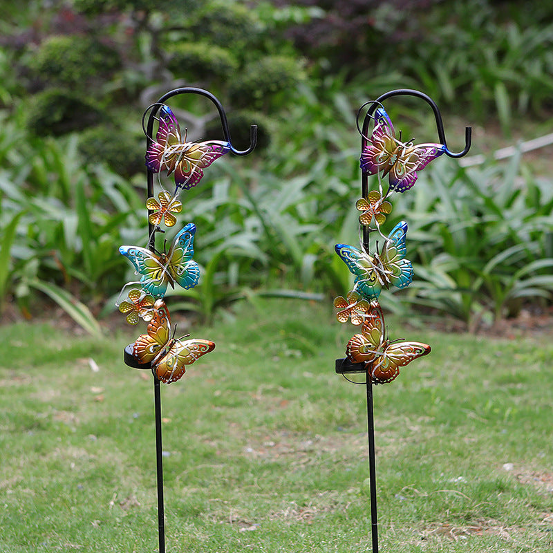 Solar LED Butterfly Garden Stake Decorative Metal Yard Ornament Bowlift